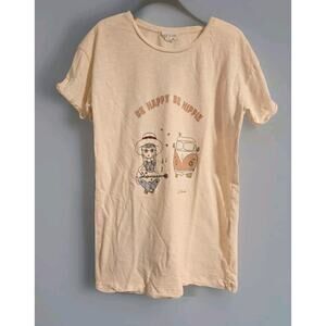 LOUISE LOUISE BE HAPPY BE HIPPIE SHIRT 12YEARS GIRLS 100% COTTON PEACH COLOR